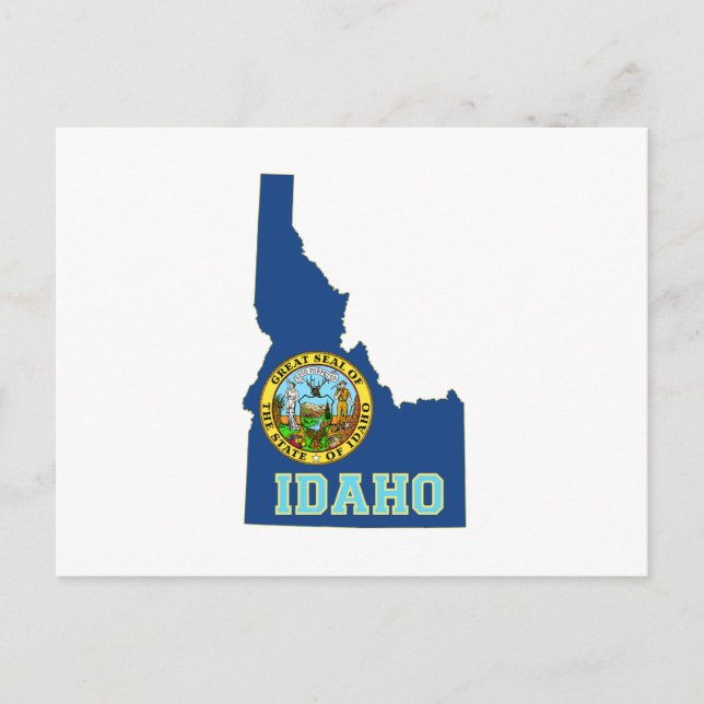 Idaho Karta Shaped Statlig flagga Vykort (Framsida)