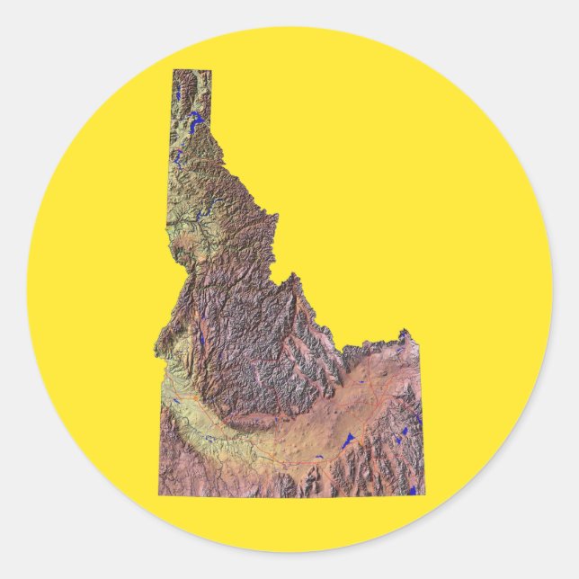 Idaho Karta Sticker Runt Klistermärke (Framsida)