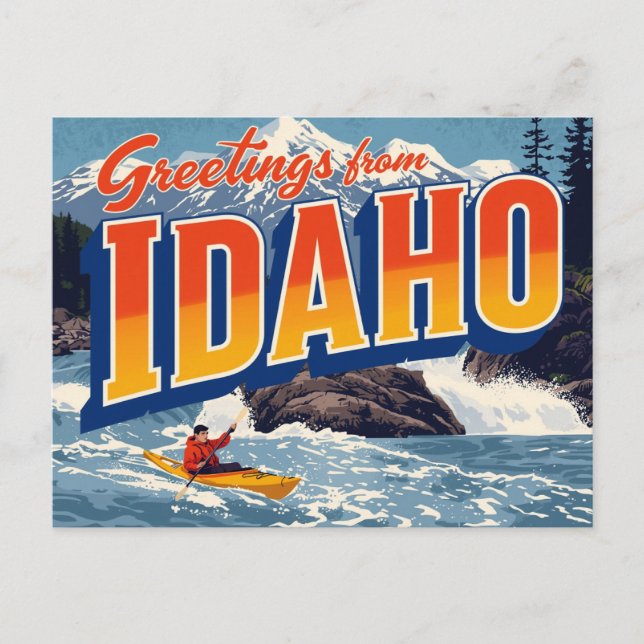 Idaho Kayak Vitt Vatten Vykort (Framsida)