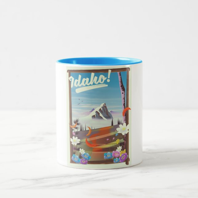 Idaho! landskapsresaffisch Två-Tonad mugg (Center)