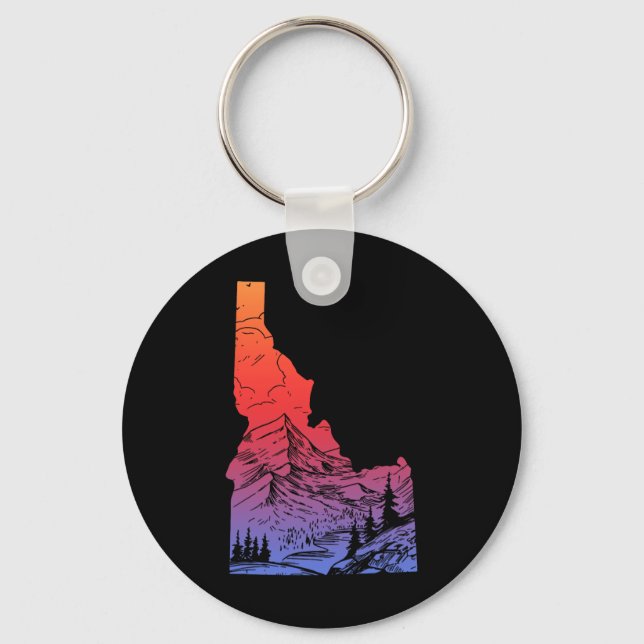 Idaho Mountains Pride Statskarta Vandring Camping  Nyckelring (Framsida)
