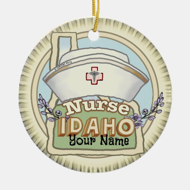 Idaho Nurse Julgransprydnad Keramik (Framsidan)