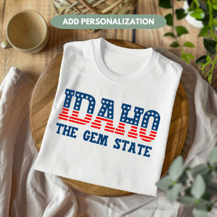 Idaho Patriotic The Gem State Anpassningsbar T Shirt