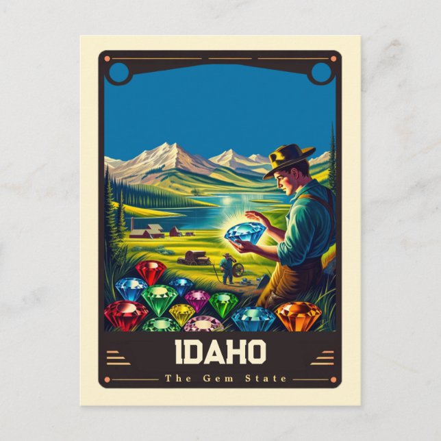 Idaho | Patriotisk Vintage Vykort (Framsida)