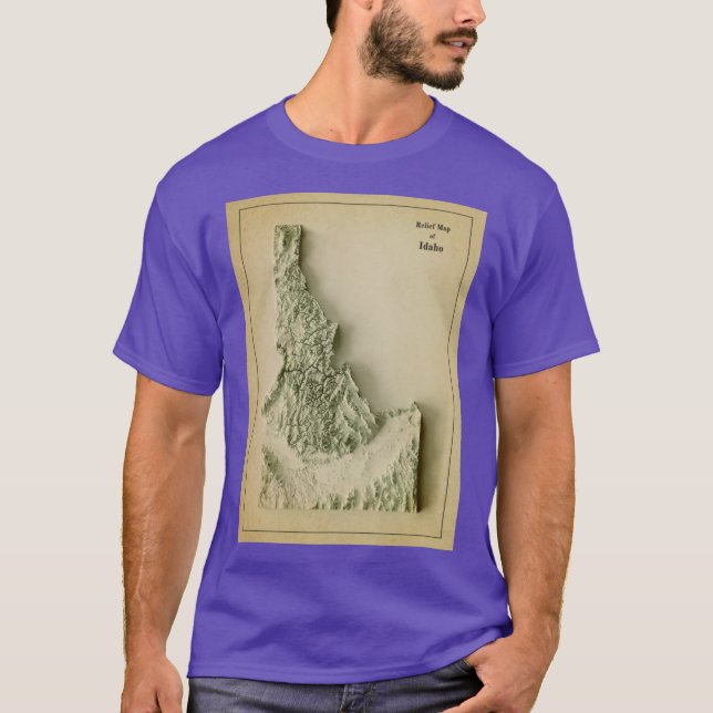 Idaho Reliefkarta 3D digitalt renderad T Shirt (Framsida)