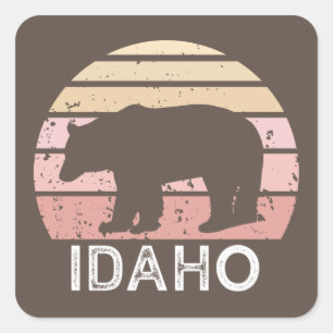 Idaho Retro Bear Fyrkantigt Klistermärke