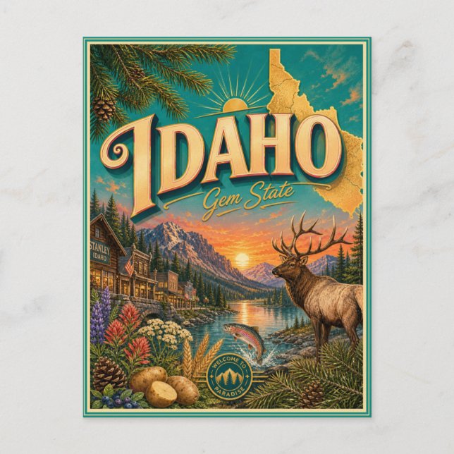Idaho Retro Resminnerings vykort (Framsida)