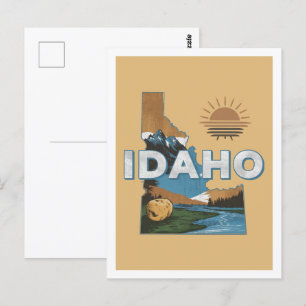 Idaho Retro Travel Design Iconic US Stater Vykort