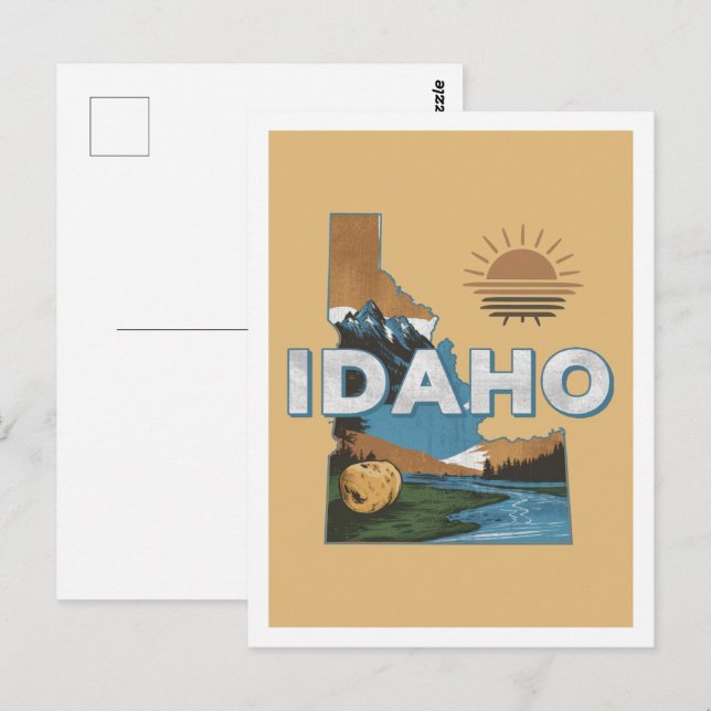 Idaho Retro Travel Design Iconic US Stater Vykort (Fram/baksida)
