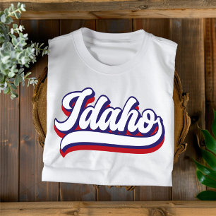 Idaho röd vit och blå vintage script t-shirt