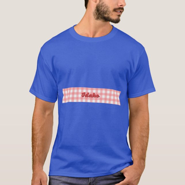 Idaho Rutiga Etikett T Shirt (Framsida)
