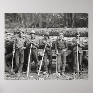 Idaho sågverksarbetare, 1939. Vintage foto Poster