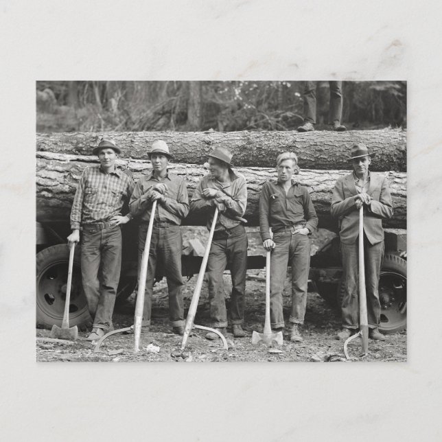 Idaho sågverksarbetare, 1939 vykort (Framsida)