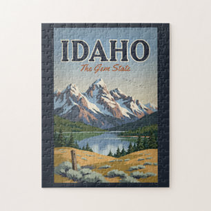 Idaho Sawtooth Range Illustration Resa Konst Retro Pussel
