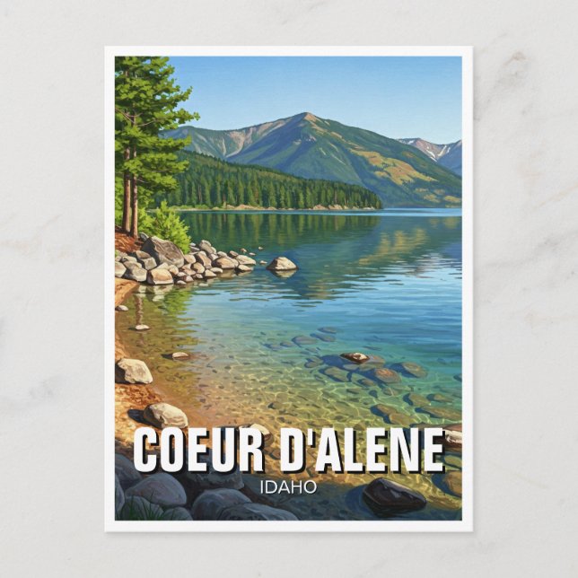 Idaho Sjö Coeur d'Alene Vykort (Framsida)