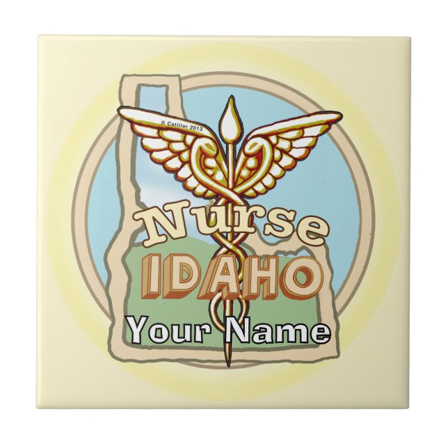 Idaho Sjuksköterska Caduceus Tile Kakelplatta (Framsidan)