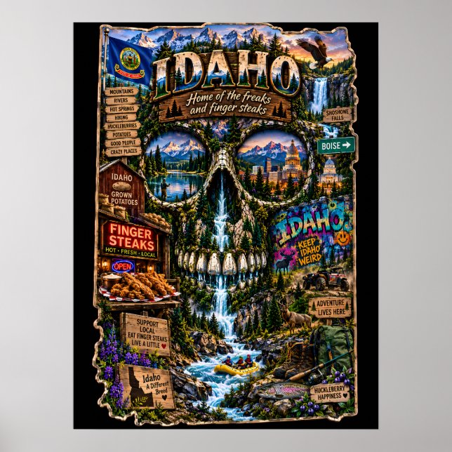 Idaho Skull Art Print | State of Mind Poster (Framsidan)