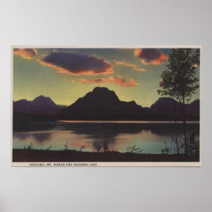 Idaho - skymningen beskådar av Mt. Moran & Jackson Poster