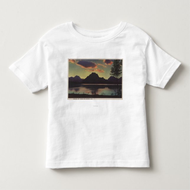 Idaho - skymningen beskådar av Mt. Moran & Jackson T-shirt (Framsida)