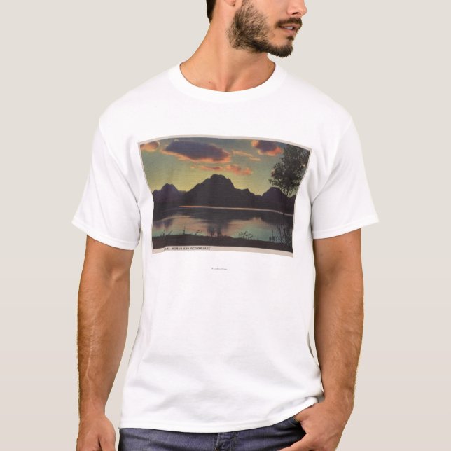 Idaho - skymningen beskådar av Mt. Moran & Jackson T-shirt (Framsida)
