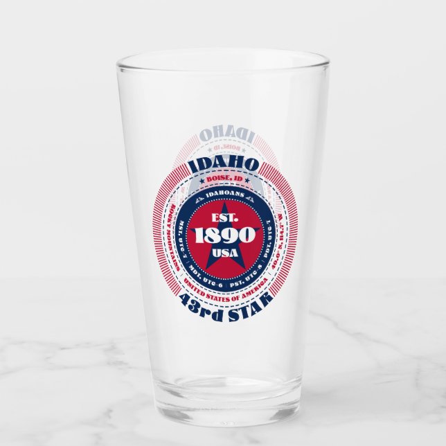 Idaho Souvenir Cirkulär Typografi Design Glaskopp (Framsida)
