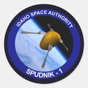 Idaho Spudnik Satellite Uppdrag Patch Runt Klistermärke