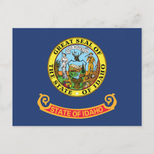 Idaho State Flag Gem State Sigill Miner & Älg Vykort