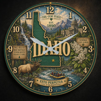 Idaho State Mountain Landscapes Stor Klocka