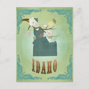 Idaho-staten Karta - Grönt Vykort