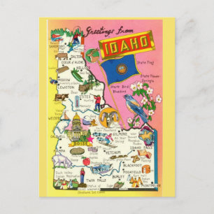 Idaho-staten Karta Vykort