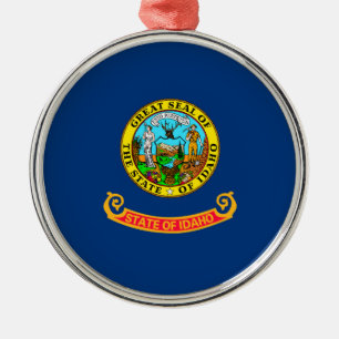 Idaho Statlig flagga Design Decor Julgransprydnad Metall