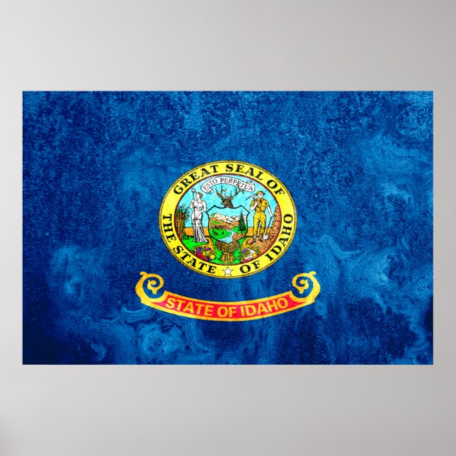 Idaho Statlig flagga Grunge Poster (Framsidan)