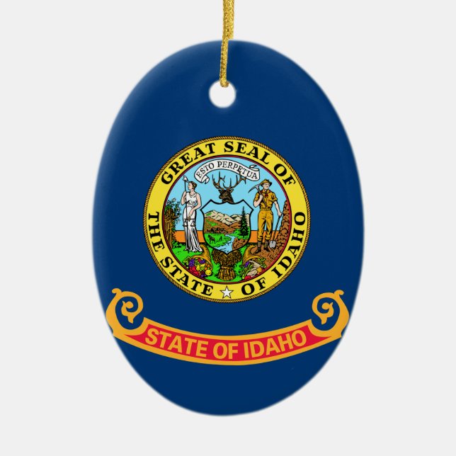 Idaho Statlig flagga Julgransprydnad Keramik (Framsidan)