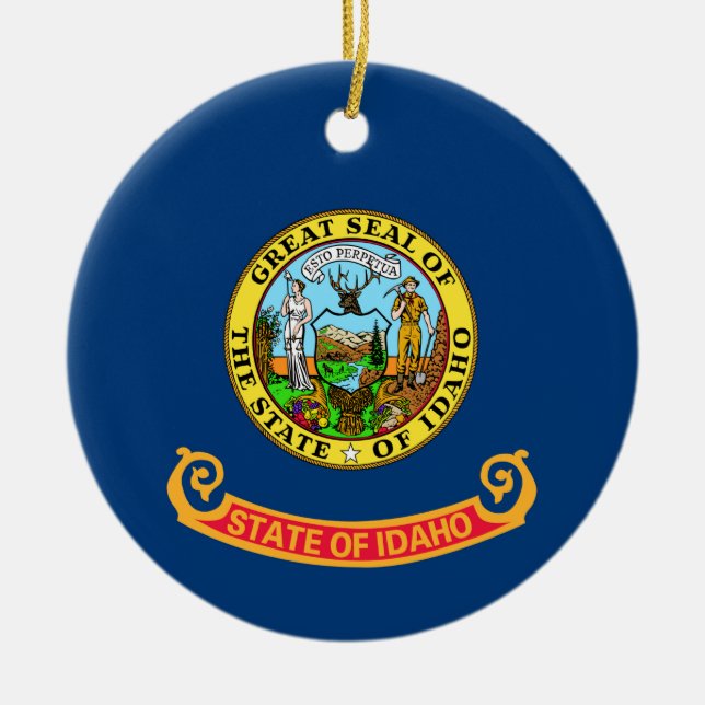 Idaho Statlig flagga Julgransprydnad Keramik (Framsidan)