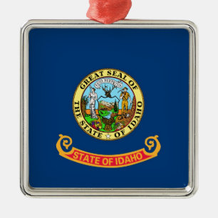Idaho statlig flagga julgransprydnad metall
