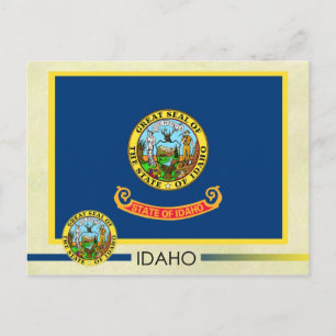 Idaho Statlig flagga och Seal Vykort