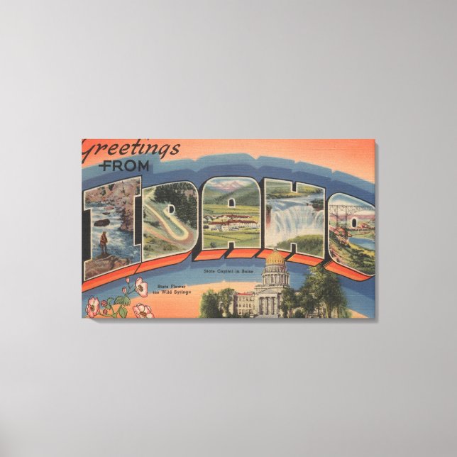 Idaho (statligt kapital/blomma) - Stora Brev Canvastryck (Framsida)