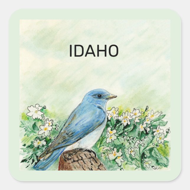 Idaho, statshaj och blomma fyrkantigt klistermärke (Framsida)