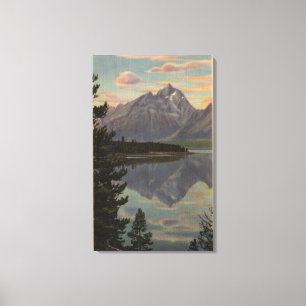 Idaho - storslagen Teton reflexion på Jackson sjön Canvastryck