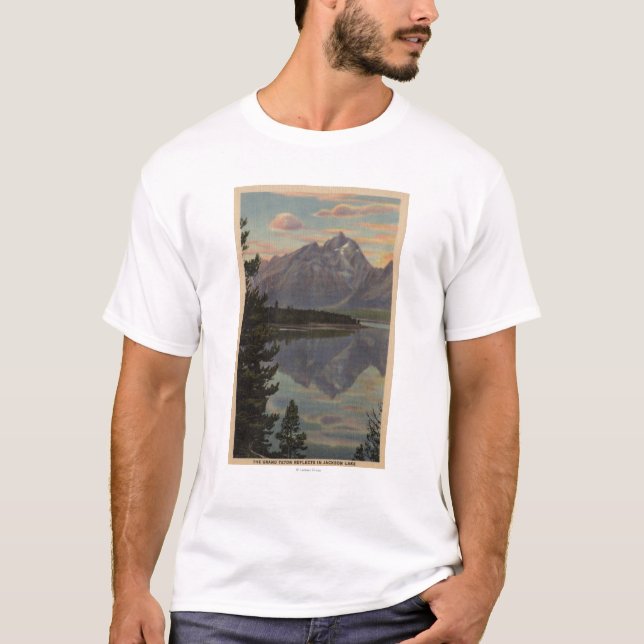Idaho - storslagen Teton reflexion på Jackson sjön Tee Shirt (Framsida)
