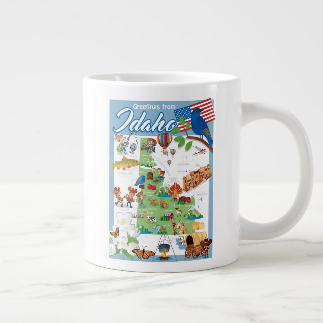 Idaho Tecknad Karta Jumbo Mugg (Höger)