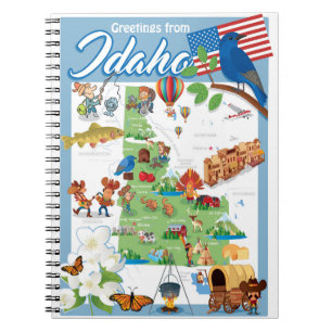 Idaho tecknadkarta anteckningsbok