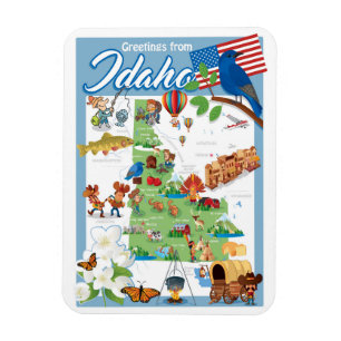 Idaho tecknadkarta magnet