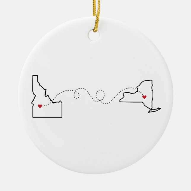 Idaho till New York - Heart2Heart Julgransprydnad Keramik (Framsidan)