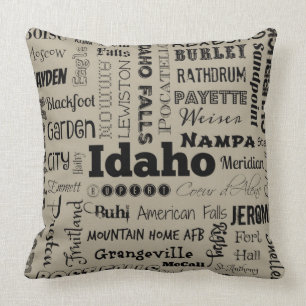 Idaho-typografi kastkudde i taupe/grå kudde