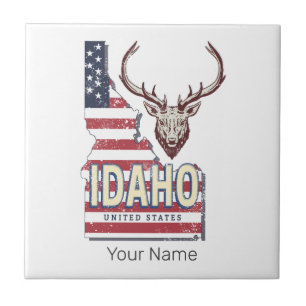 Idaho United Stater Retro Karta Vintage Hjort USA Kakelplatta