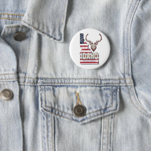 Idaho United Stater Retro Karta Vintage Hjort USA Knapp
