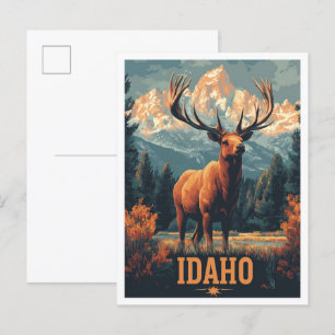 Idaho USA Art Vintage Illustration Travel Vykort
