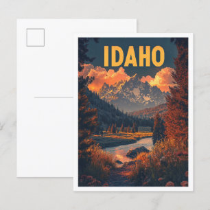 Idaho USA Art Vintage Illustration Travel Vykort