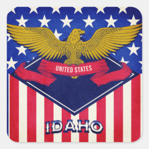 Idaho USA flagga Fyrkantigt Klistermärke